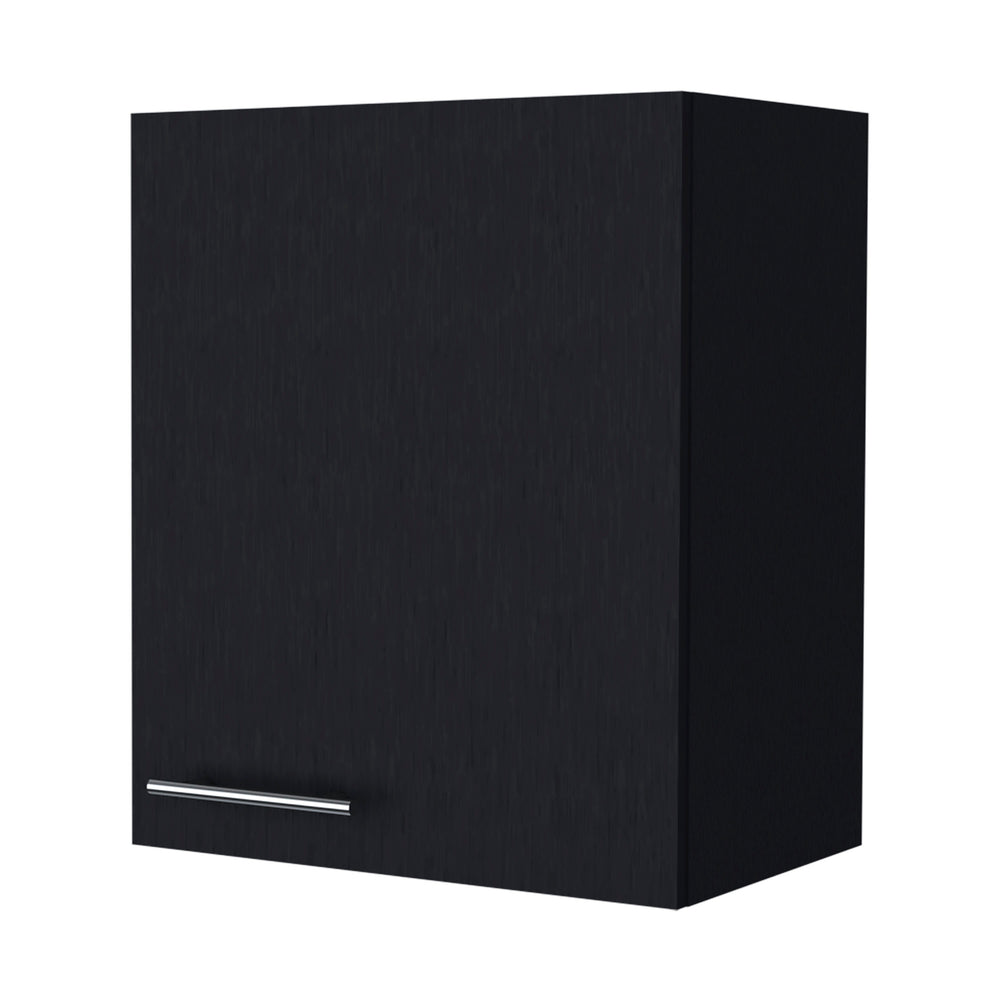 English Elm So- Compact So- Hi Wall Cabinet Melamine Black with One Door, Two Shelves for Small Space Storage, 23.6x19.7x13.1 inches B128P237141