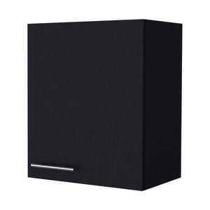 English Elm So- Compact So- Hi Wall Cabinet Melamine Black with One Door, Two Shelves for Small Space Storage, 23.6x19.7x13.1 inches B128P237141
