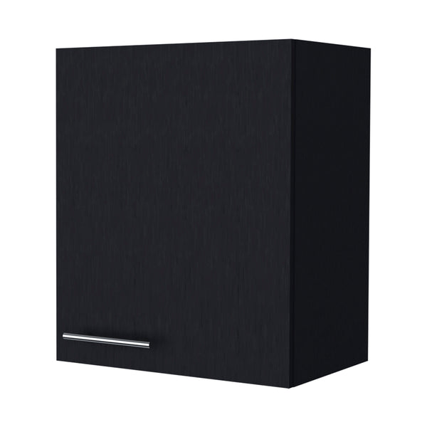 English Elm So- Compact So- Hi Wall Cabinet Melamine Black with One Door, Two Shelves for Small Space Storage, 23.6x19.7x13.1 inches B128P237141
