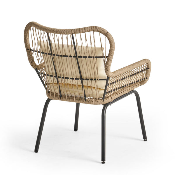 English Elm Christopher Knight Home® - SOUTHPORT Woven Rope Club Chair with Steel Frame, Water‑Resistant Cushions & Bohemian Outdoor Style Brown+Beige 62329.00CBRN