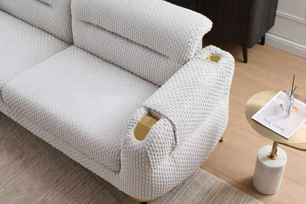 English Elm Zoe Modern 3-Piece Living Room Set - Luxurious Sofa, Loveseat & Chair With Gold Accents In Gray B009S01880-GIGA