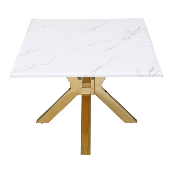 English Elm Maciel Sculptural Starburst Base Coffee Table with Faux Marble Top in Glam Gold B062S01683