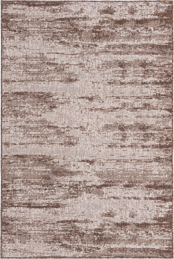 Unique Loom Outdoor Modern Cartago Machine Made Abstract Rug Brown, Ivory 5' 3" x 7' 10"