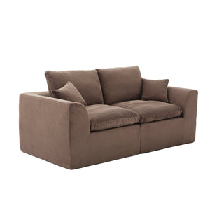 English Elm UNITED Cloud Couch Modular Sectional Sofa with Corduroy Cover, Ergonomic 2-Seater, No Assembly Needed Brown W1568P371124