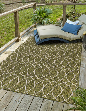 Unique Loom Outdoor Trellis Gitter Machine Made Trellis Rug Green, Ivory/Gray 5' 3" x 8' 0"