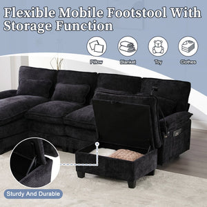 English Elm United U-Shape 106" Sectional Sofa - Cloud Couch With Usb Ports, Storage Ottoman & Comfy Pillows W1568S00229-GIGA