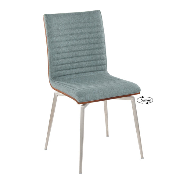 English Elm Contemporary Tufted Swivel Dining Chairs Walnut Wood and Steel Set of 2 B202P223608