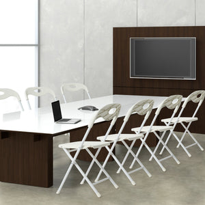 English Elm 4-pack Powder-coated Steel Folding Chairs Faux Leather Seat Stackable Indoor Outdoor W2071P368564