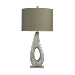 Crestview Collection 33.5"H Elegant Ceramic Table Lamp With Artistic Oval Cutout, Soft Green Shade & 3-way Socket   Cvazp149