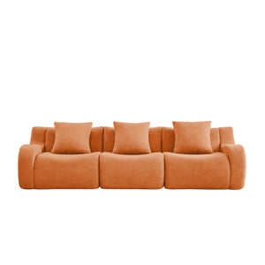 English Elm Boneless 3-Seat Sofa In Plush Teddy Fabric - No Assembly, Non-Slip Base, Curved Armrests For Comfort W714S01449