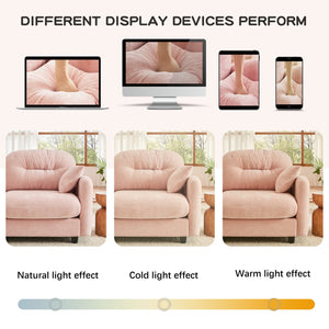 English Elm Cloud L-Shaped Sectional Couch With Ottoman, Soft Chenille Fabric, Tufted Backrest, Pink Comfort Sofa W714S01385