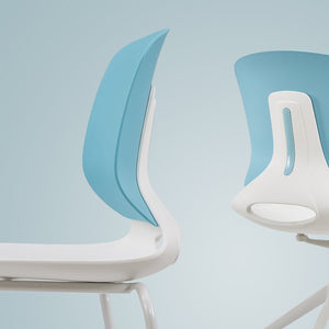 English Elm Modern Stacked Office Chair Set Ergonomic Polypropylene & Steel 4-Piece Stackable Durable Support White+Blue W3788P372655