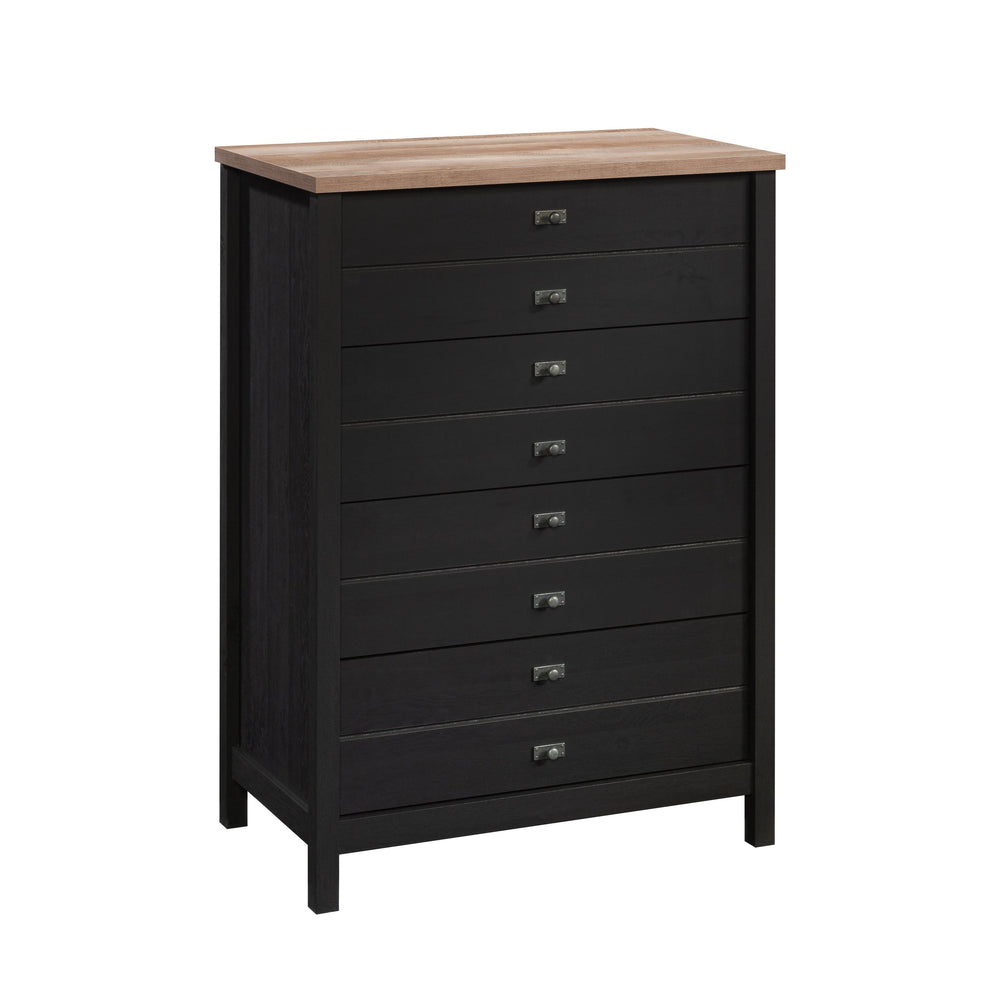 English Elm 4-Drawer Chest – Sleek Black Finish, Durable Engineered Wood, Contemporary Farmhouse Style, Easy Assembly B356P402626