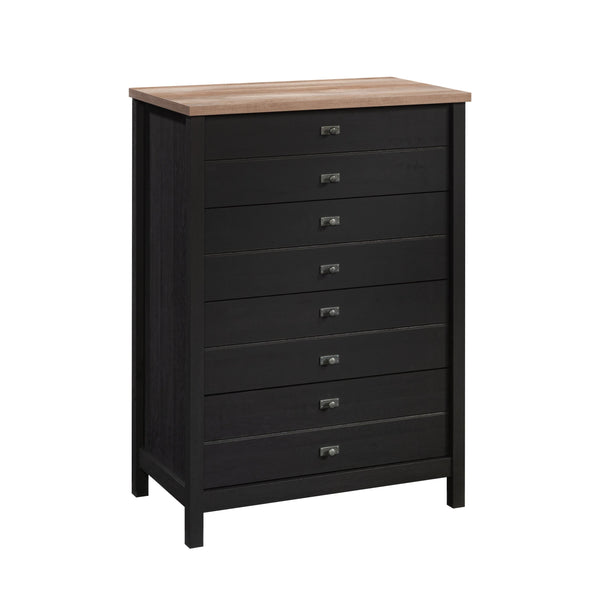 English Elm 4-Drawer Chest – Sleek Black Finish, Durable Engineered Wood, Contemporary Farmhouse Style, Easy Assembly B356P402626
