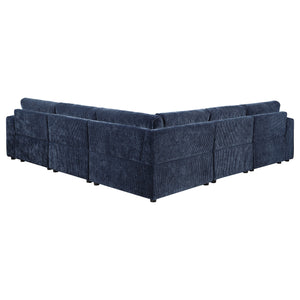 English Elm Azure Corduroy Modular Sectional Sofa Retro Tufted Five Piece L-shape Lounge B062S01408