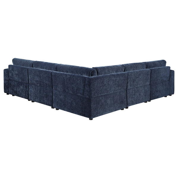 English Elm Azure Corduroy Modular Sectional Sofa Retro Tufted Five Piece L-shape Lounge B062S01408