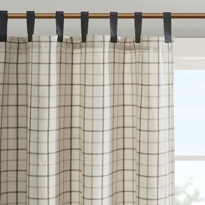 English Elm Plaid Faux Leather Tab Top Curtain Panel with Fleece Lining for Cozy Rustic Privacy and Insulation Multicolor 11.81 L x 10.04 W x 3.99 H B03598253