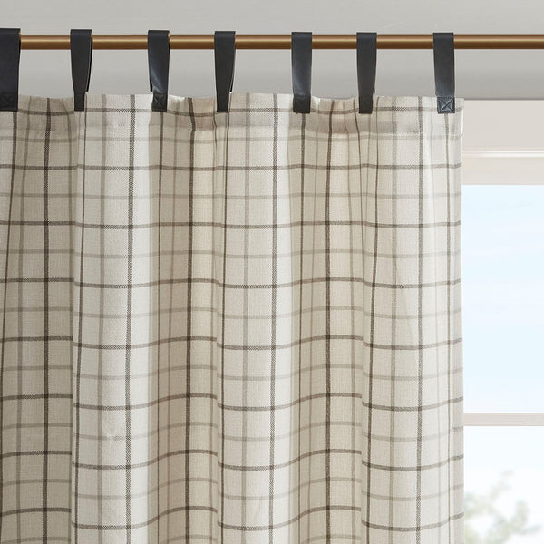 English Elm Plaid Faux Leather Tab Top Curtain Panel with Fleece Lining for Cozy Rustic Privacy and Insulation Multicolor 11.81 L x 10.04 W x 3.99 H B03598253