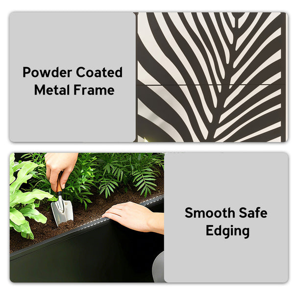 English Elm Outsunny Galvanized Steel Raised Planter with Built-in Trellis for Vertical Garden Growth W2225P485568