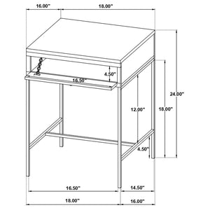 English Elm Wyrik Solid Mango Wood Drop-front End Table with Iron Base for Living Rooms B062P451780