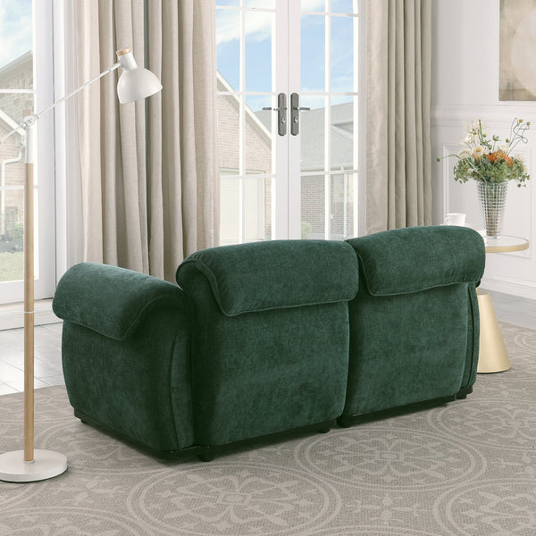 English Elm 102 Inch Linen Modular Sectional Sofa with Hidden Storage and Cloud Cushion Comfort Green W1099S00202