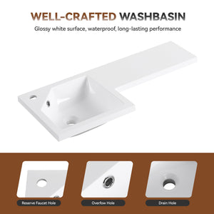 English Elm 36" Corner Wall Mounted Bathroom Vanity Light Oak Floating with Integrated Resin Sink W3450S00050