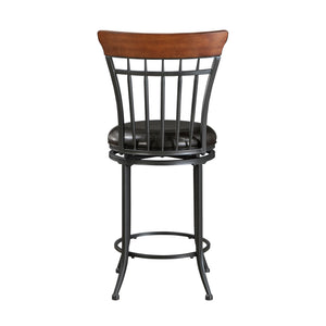 English Elm Swivel Counter Height Chair Black Faux Leather Seat 24" Seat Height Swivels on Metal Frame, Durable B011P287561