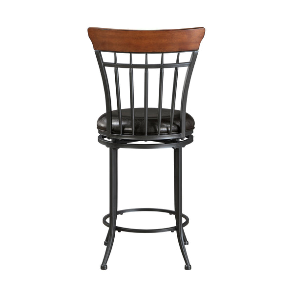 English Elm Swivel Counter Height Chair Black Faux Leather Seat 24" Seat Height Swivels on Metal Frame, Durable B011P287561