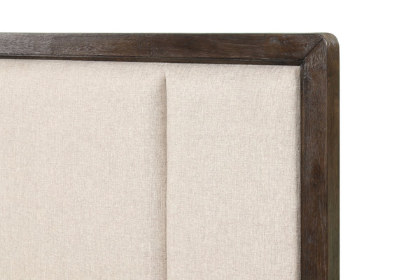 English Elm King Upholstered Bed Set - Traditional Antique Brown Wood Finish With Elegant Beige Design & Comfort B2699S00004