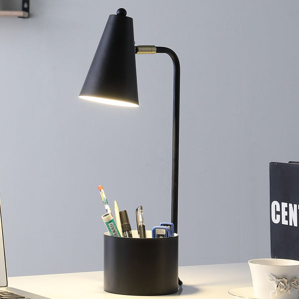 English Elm 19.5" Black Metal Task Desk Lamp With Organizer – Perfect For Student Workspaces & Home Offices! B072116612