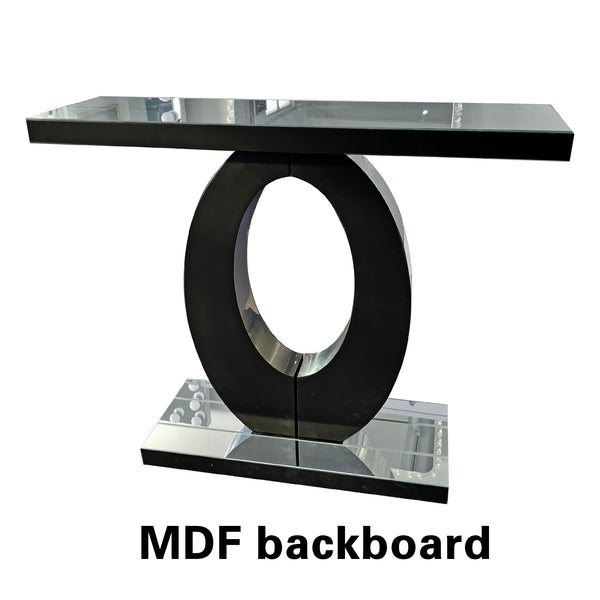 English Elm Mirrored Olive Console Table Crushed Diamante Glass Glam Hallway Entryway Accent W3836P427990