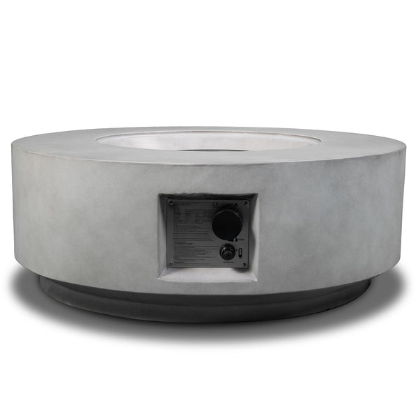 English Elm 30" 30" Propane Gas Fire Pit Table 50,000 BTU Round Concrete MgO Patio Heater with Rocks and Cover W853P272284