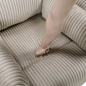 English Elm Taupe Corduroy Swivel Glider Recliner Chair with 360° Rotation, Smooth Recline, Plush Cushioning for Living Room Comfort and Style B011P383306