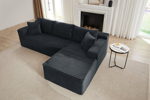 English Elm L-Shaped Cloud Sectional Sofa - Deep Seat Comfort, No Assembly, Durable Corduroy For Modern Living Spaces W2339P294922