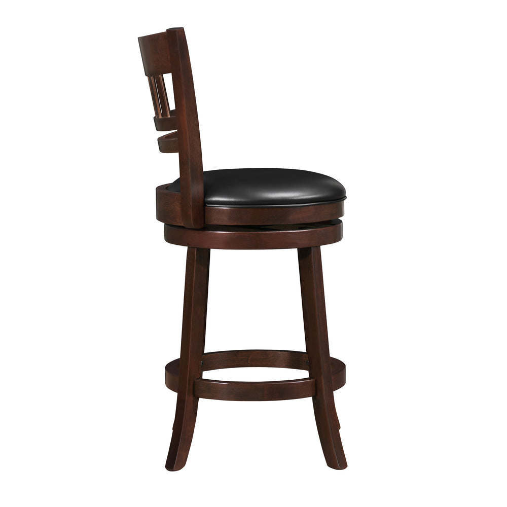 English Elm 360-Degree Swivel Counter Height Chair In Dark Cherry - Solid Wood, Ergonomic Comfort & Style! B011P220991