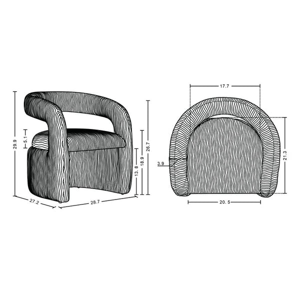 English Elm Corvette Velvet Lounge Chair Dove — Hand-Stitched Off-White Velvet, Kiln-Dried Pine Frame, No Assembly Required B365P397992