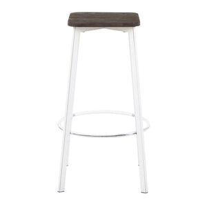 English Elm Square Barstools Industrial White Metal Bamboo Seat Kitchen Island Set of 2 B202P471216