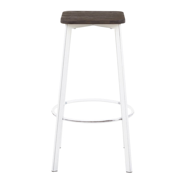 English Elm Square Barstools Industrial White Metal Bamboo Seat Kitchen Island Set of 2 B202P471216