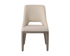 Sunpan Estrada Dining Chair - Elegant Design with Cutout Backrest, Light Grey Oak Legs for Stylish Comfort Mainz Cream