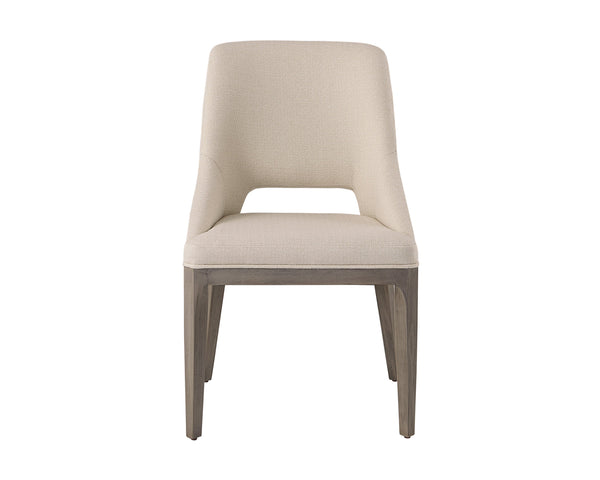 Sunpan Estrada Dining Chair - Elegant Design with Cutout Backrest, Light Grey Oak Legs for Stylish Comfort Mainz Cream