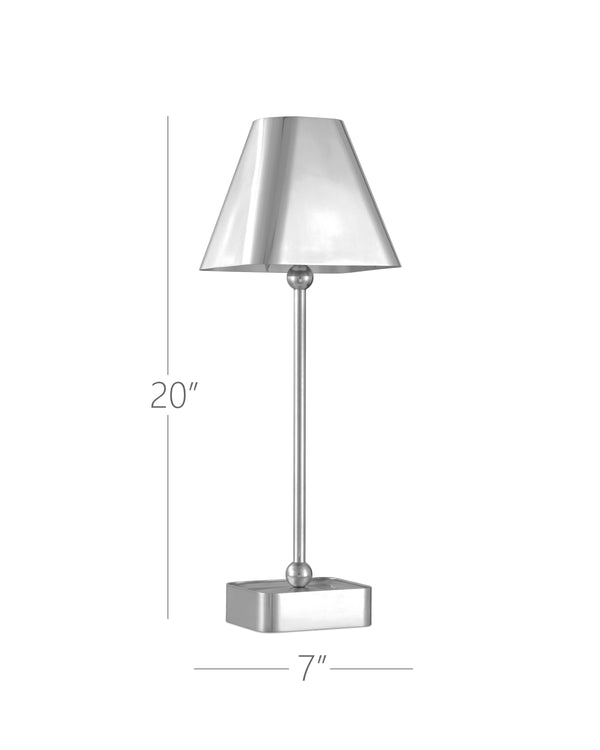 Currey & Company Gadabout Nickel Cordless Table Lamp - Sleek Rechargeable Design For Effortless Room Versatility Silver Metal 6700-0012-currey-company