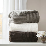 Madison Park Arctic Casual Ultra Plush Down Alternative Throw BASI50-0415 Chocolate