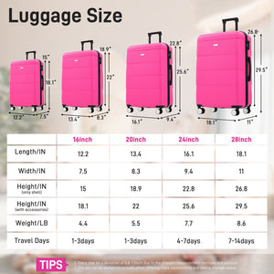 English Elm 6 Piece Hardshell Abs Travel Set with Spinner Wheels Combination Lock and Toiletry Bag Pink N732P391314H