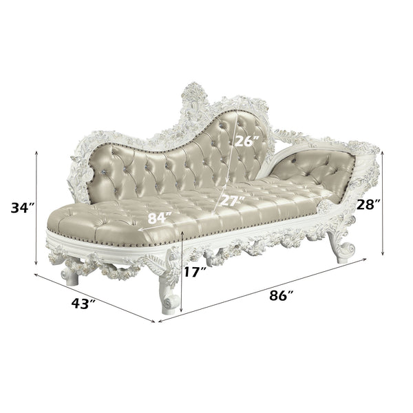 English Elm Vanaheim Upholstered Bench Beige Pu Leather Antique White Base Bedroom Entryway B2756P461922