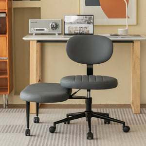 English Elm Ergonomic Cross Legged Desk Chair Swivel Seat Padded Cushion Rolling Office Base W3394P419038