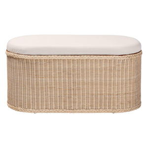 English Elm Braided Rattan Oval Storage Bench Mahogany Frame Lift Top Seat Entryway Boho B2750P467838