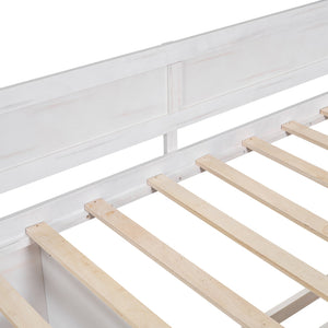 English Elm Twin Daybed with Two Pull Out Drawers and Open Shelves for Small Bedroom Storage White LP102022AAK