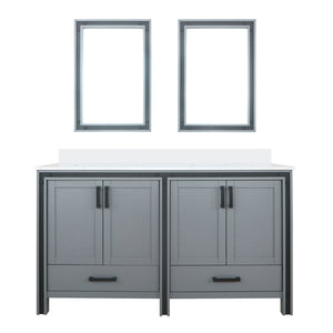 English Elm Dark Grey Double Bath Vanity 60 in. W x 22 in. D with White Quartz Top, Soft-Close Storage & 22x32 Mirrors B2731S00911