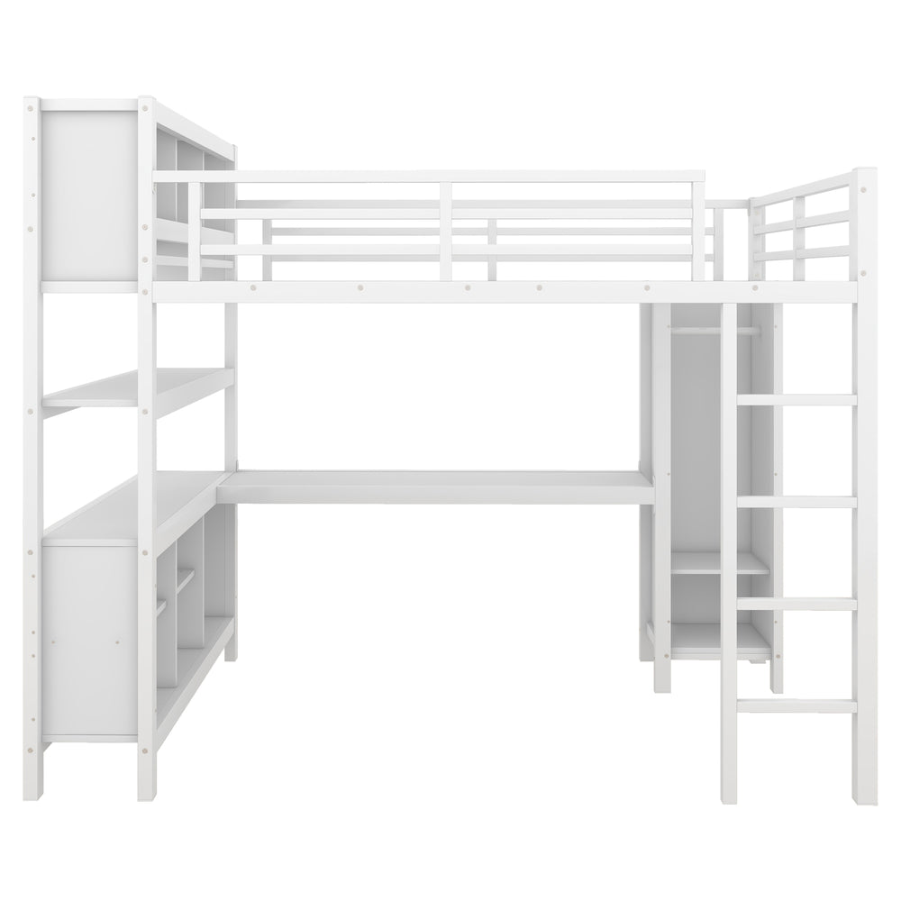 English Elm Metal Loft Bed With L-Shaped Desk & Ample Storage - Full-Size Heavy Duty Bed For Kids & Teens W1580S00067