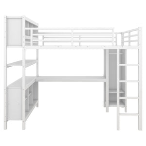 English Elm Metal Loft Bed With L-Shaped Desk & Ample Storage - Full-Size Heavy Duty Bed For Kids & Teens W1580S00067